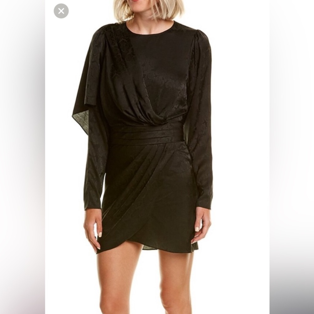 NWT $498 Ronny Kobo Shanaya Draped Moire’ Dress. Size Small. Black. Smoke free.